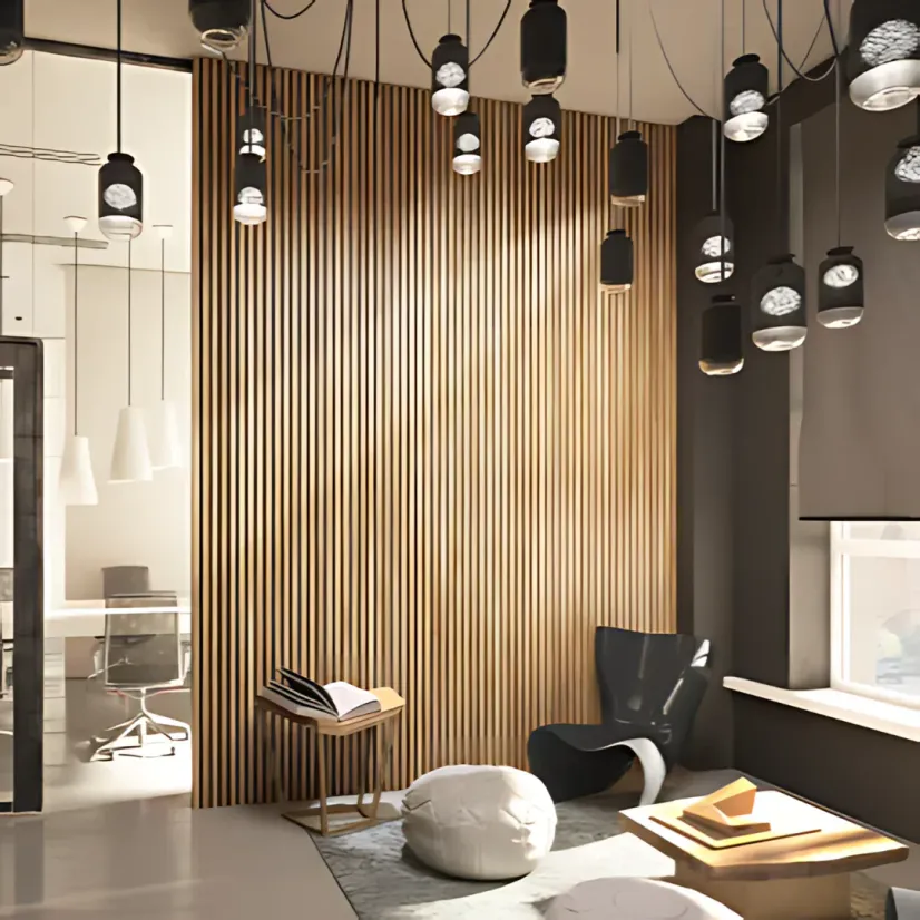 Wood Slat Panels in High-End Unit